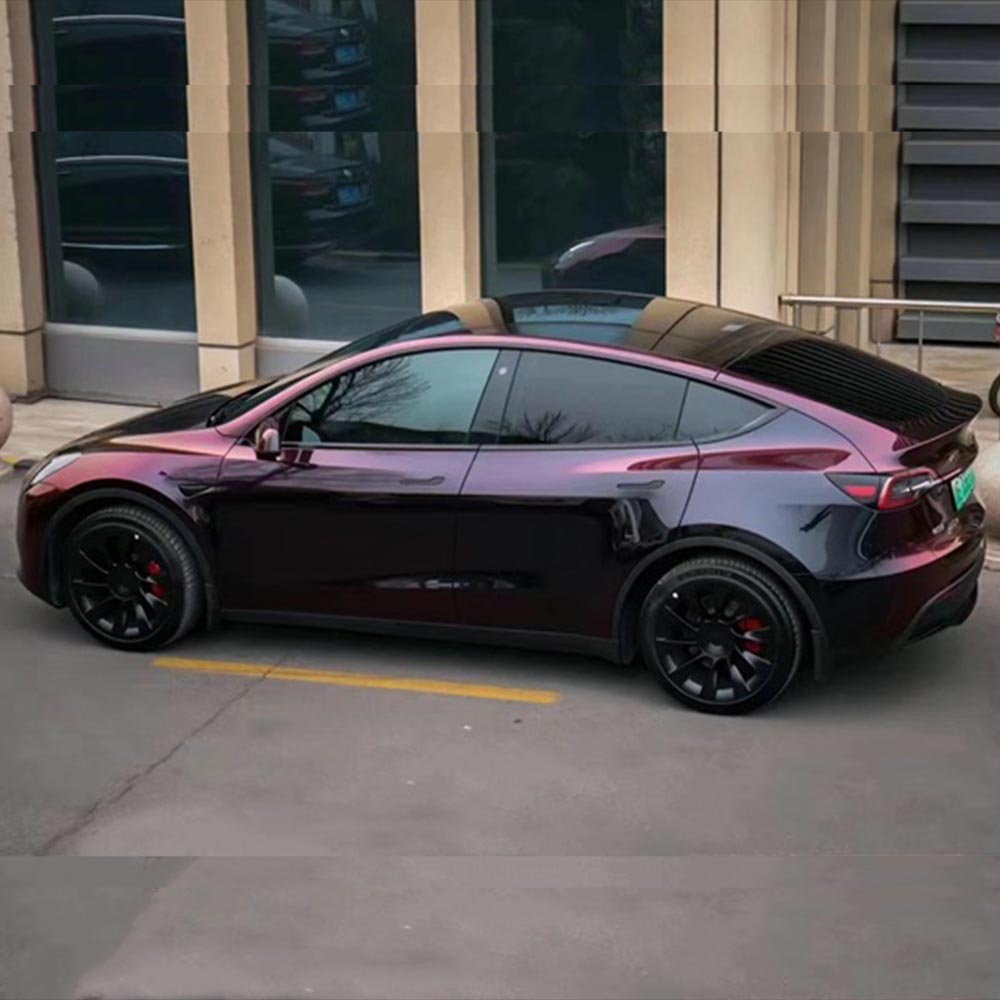 TPUNESS Premium High Gloss TPU Car Wrap Film | Glossy Diamond Black Red